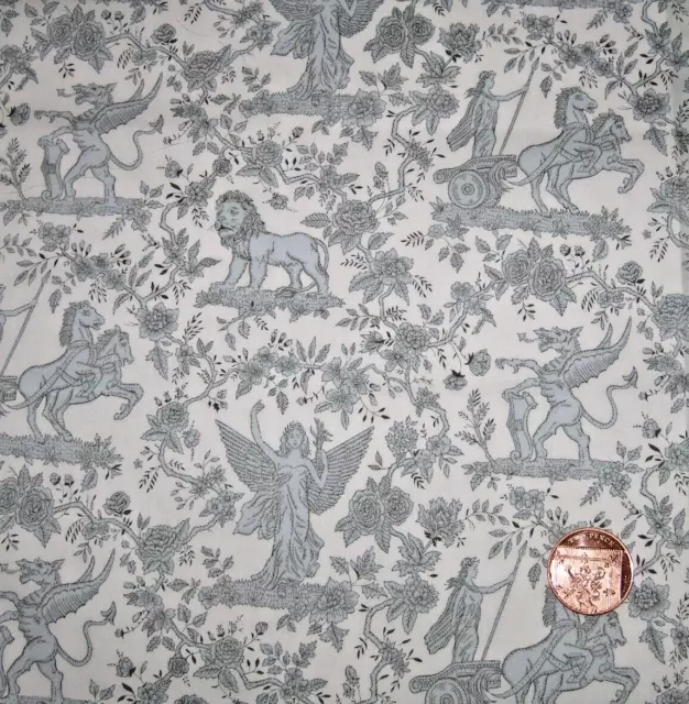 Liberty Tana Lawn Cotton Fabric Boadicea Grey/White -33cm x 34cm