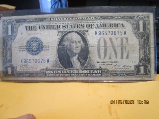 1928 A Funny Back Silver Cert. 1.00 Bill Circ.