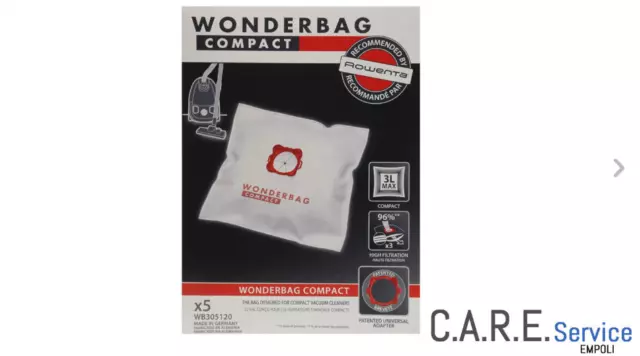 Sacchetti Wonderbag Compact + Adattatore Aspirapolvere Sacchi Rowenta Originali
