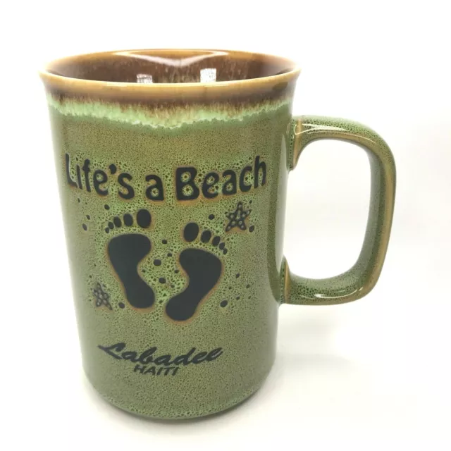 Tasse à café Life's A Beach Labadee Haïti verre goutte à goutte bleu marron tasse à empreintes C17