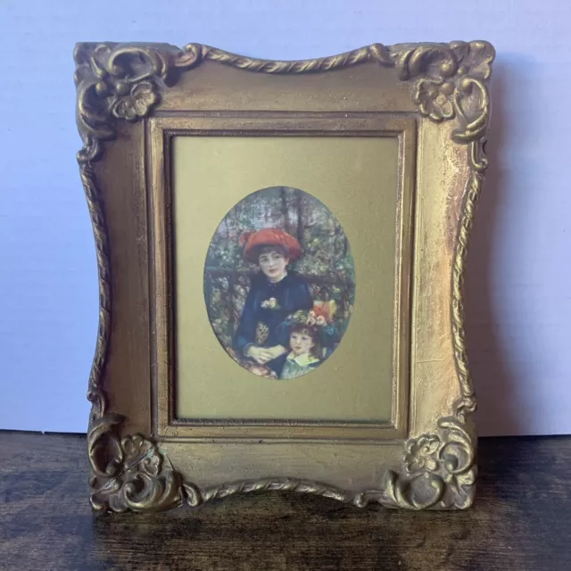 Rare VTG Renoir Two Sisters On The Terrace Painting in Renoir Gold Guild Frame