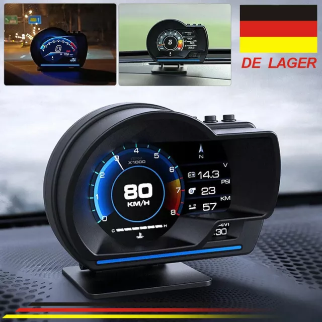 Car OBD2 GPS Gauge Head-Up Display HUD Speedometer RPM Oil 9 Different Interface