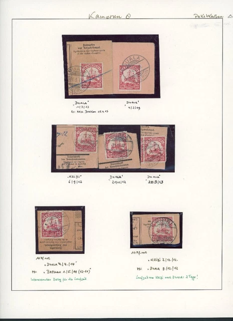 Deutsche Kolonien Kamerun Lot aus Stempelsammlung - 70 Briefstücke Paketkarten