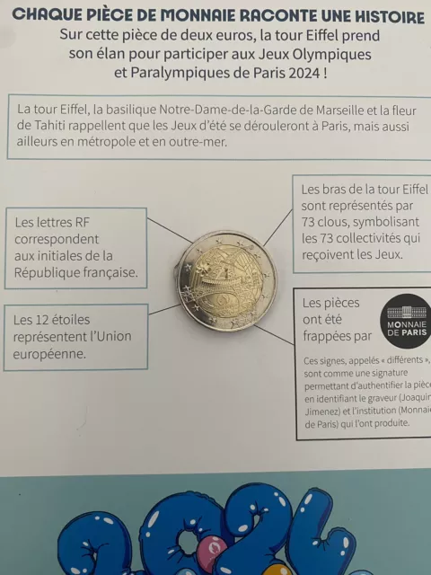 Pièce 2 euros jo 2024 JEUX OLYMPIQUES DE PARIS 2024 PIÈCE- COMMÉMORATIVE