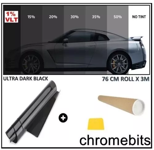 CAR VAN OFFICE BUS WINDOW TINT FILM TINTING ULTRA DARK BLACK LIMO 1% 76cm x 3M