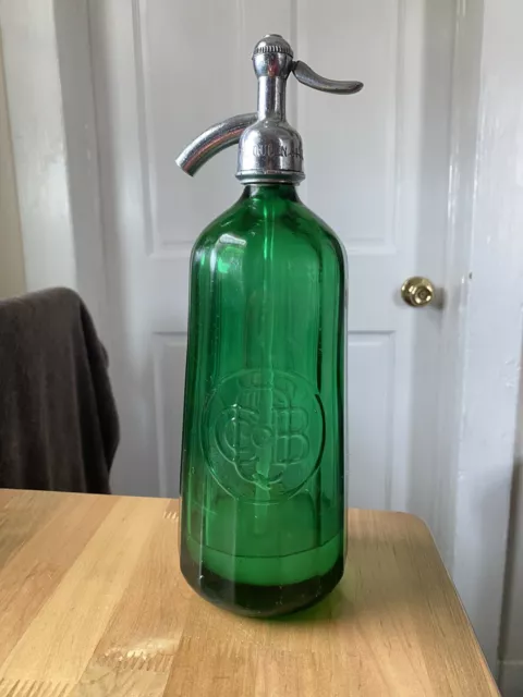 Queen City Bottle Co Uranium Glass Emerald Green Selter Bottle 2