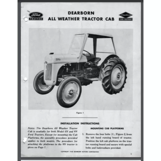 Dearborn All Weather Tractor Cab Installation Instructions for Ford N Tractor