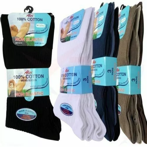 6 Pairs Mens Extra Wide Foot Loos Top Cotton Socks For Swollen Feet And Ankles
