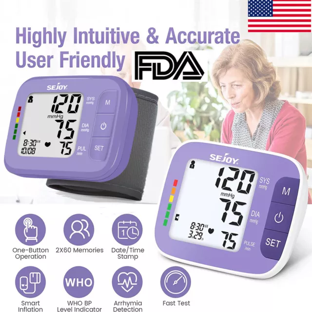 Automatic Blood Pressure Monitor Digital Heart Rate BP Cuff Machine Pulse Meter