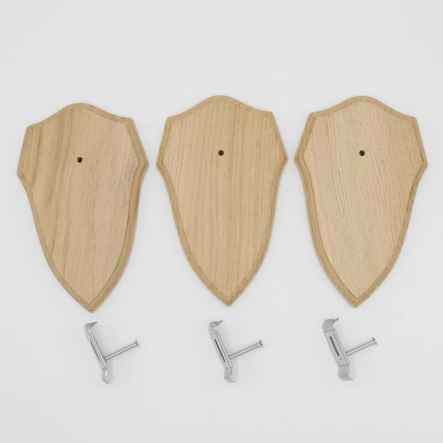 3 Pieza Escudo de Trofeo Forma Af 19cmx11cm Claro para Reh + 3 Ganchos