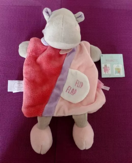 S1N / hippopotame rose marionnette flip flap DOUDOU ET COMPAGNIE neuf