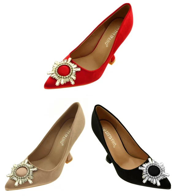 Scarpe donna Decolleté in raso con cerchio di strass e tacco alto rocchetto 2021