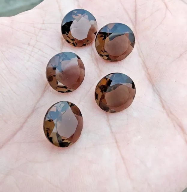 AAA+ Natural Smoky Quartz Faceted Cut Calibrated Round Shape Loose Gemstones