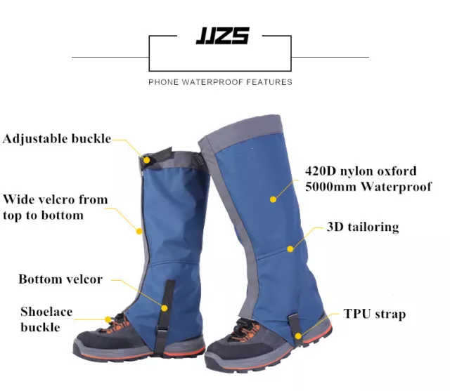 Waterproof Hiking Gaiters Waterproof Leg Gaiters Gators for Hiking Snow Gaiters 3