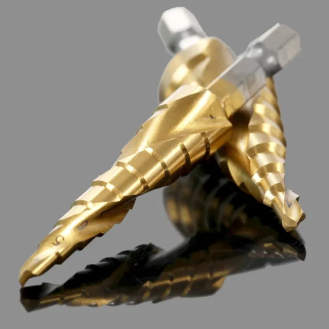 HSS Titanium Coated Drill Bit Spiral Groove Step Cone Drill Power Metalworking