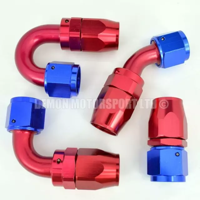 AN10 -10 10AN Braided Hose Fitting Red / Blue (Choose Angle) Demon Motorsport