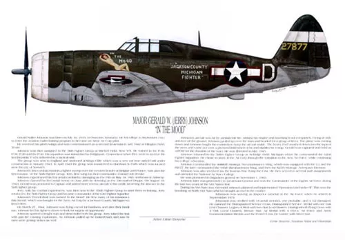 P-47, Autographed by Thunderbolt Ace, Gerald Johnson, Artist Ernie Boyette