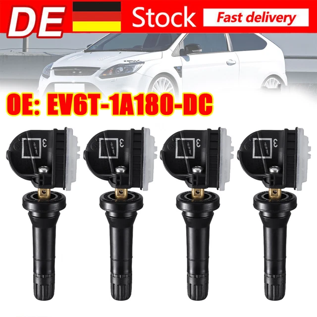 4x Reifendrucksensoren Für Ford Fiesta, S-Max, Mondeo, Galaxy, Edge, Mustang – TPMS Sensoren Metallventil (2036804, 2318453, 5291383)
