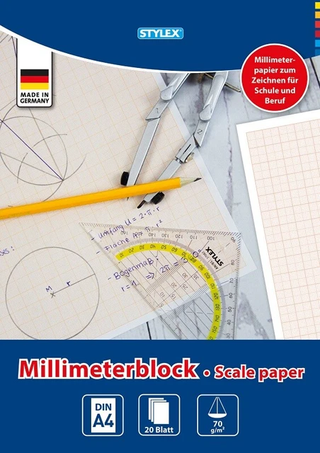Stylex Millimeterblock, DIN A4, 20 Blatt