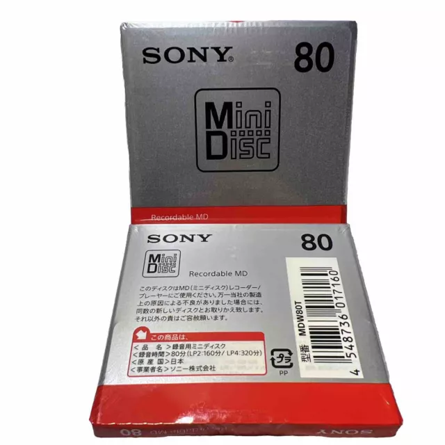 Sony MD Blank Minidisc 80 Minuten beschreibbare MD MDW80T 1x Disc NEU & OVP