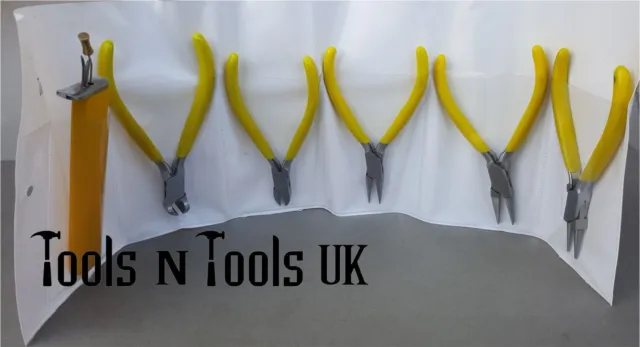 Yellow 4-1/2" Pliers & Knotting Tool 6 Pcs Set/Kit Jewellery Wire Beads In Pouch