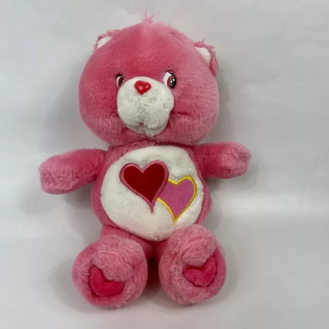 Care Bears Love A Lot Bear 11” Soft Plush Stuffed Animal Red Pink 2 Hearts 2002