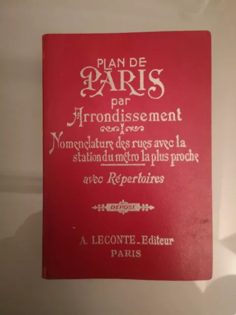 Vintage Ancien Petit Livre Plan De Paris Par Arrondissement Leconte Editeur