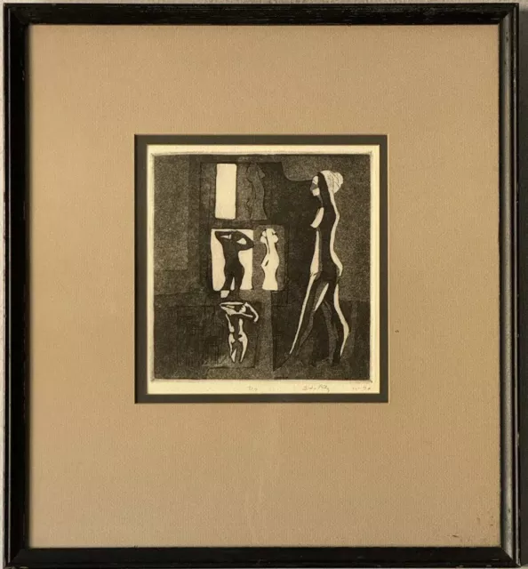 Important Vintage Modern Abstract Cubist Woman Lithograph Etching Old Cubism 70