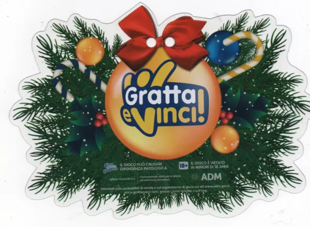 Gratta E Vinci  Locandina Pubblicita Plastificata Natale 22 Bifacciale D. 20X14