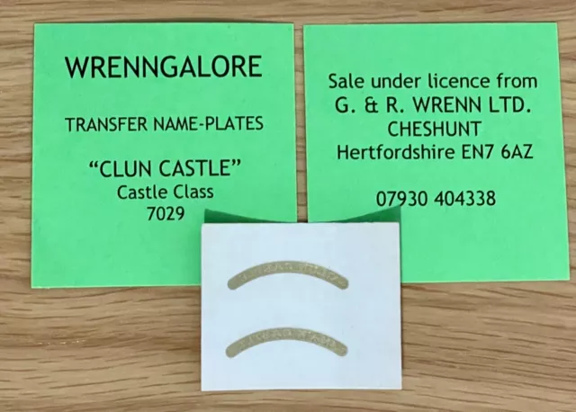 WRENN & Hornby Dublo Castle Class 'Clun Castle' name plate transfers - Basildon