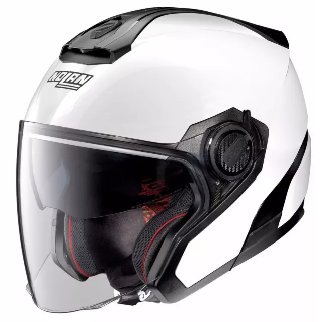 Casque Nolan N40-5 N-Com Jet Visière Courte Avec Pare-Soleil Interieur Blanc