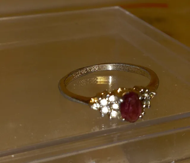 14KT GE Red Emerald Cut Vintage ESPO Ring Signed