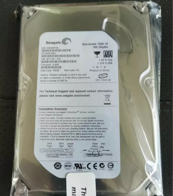 Seagate Barracuda 7200.10 160GB ST3160815AS 7200RPM SATA 3.5" HDD Hard Drive