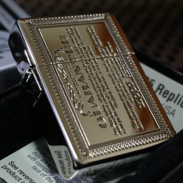 Zippo Guarantee 1935 Reprint Replica Silver Antique Etching Oil Lighter Japan