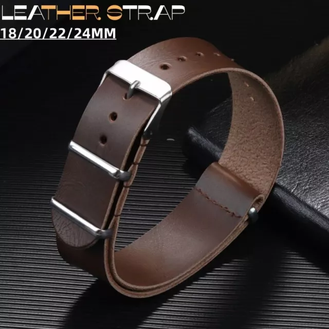 OMEGA SEIKO VINTAGE Leather Watch Band 18Mm 20Mm 22Mm 24Mm Bracelet ...