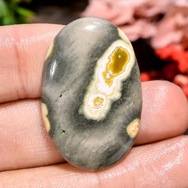 29.50 Cts. Natural Brilliant Ocean Jasper Oval Shape 32X20X5MM Cabochon Gemstone