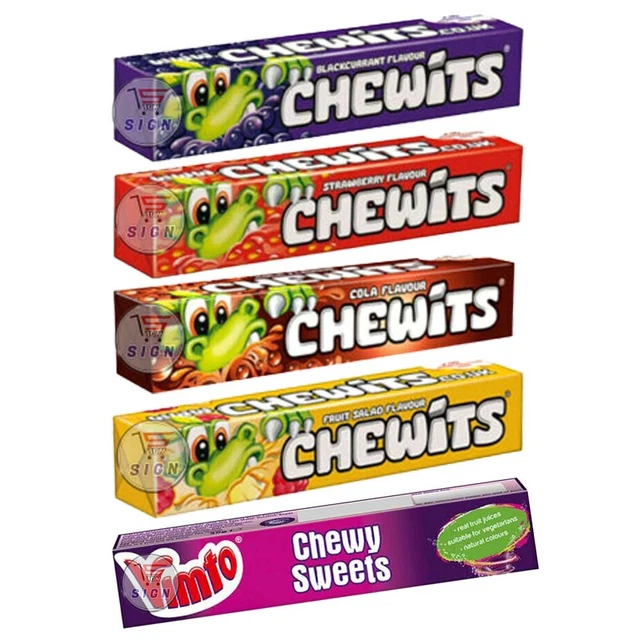 UK BRITISH ENGLISH CANDY SWEETS COLA FRUIT SALAD STRAWBERRY CHEWITS30g
