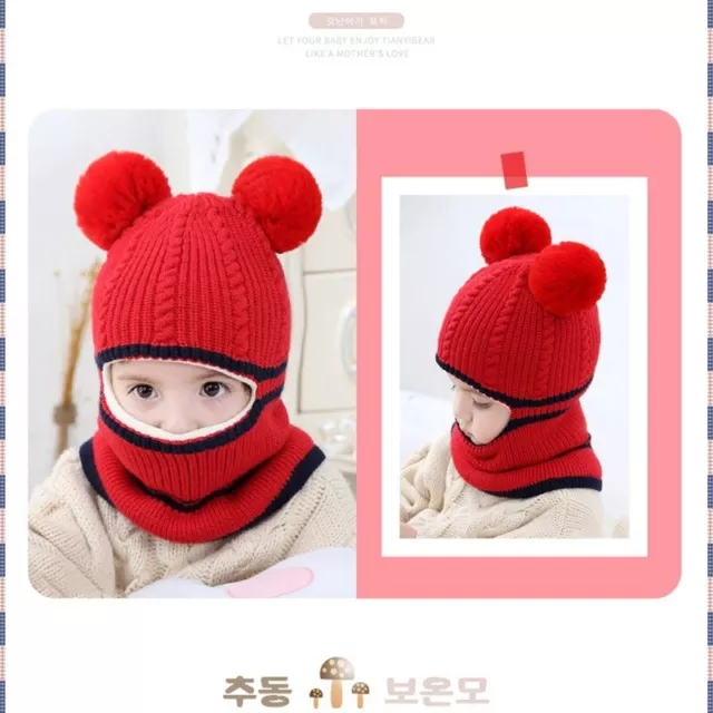 Enfants hiver bonnets tricotés oreilles bouchons chauds écharpe ensemble bébé capot doux 3