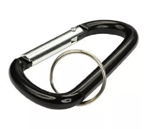 12pc 3" Aluminum Carabiner D-Ring Keychain Key Chain Spring Clip Snap Hook BLACK