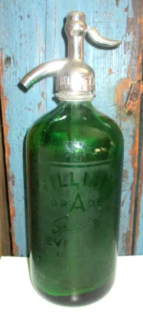 Antique Emerald Green 26 Oz. Seltzer Etched Williams Beverages; Clifton, Nj