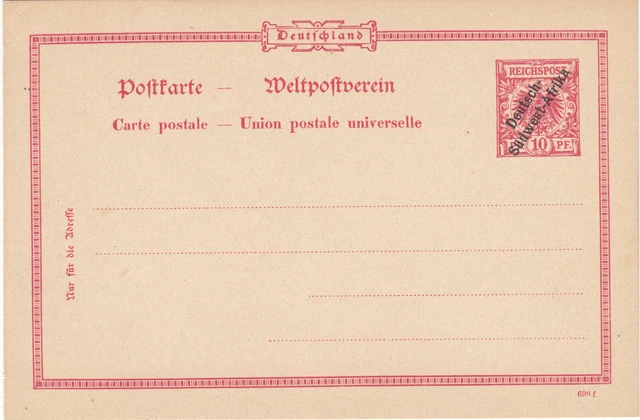 DSWA, deutsche Kolonie Postkarte P2, D-Sw-Afrika 10 Pfg. rot, Mi.Nr. 3