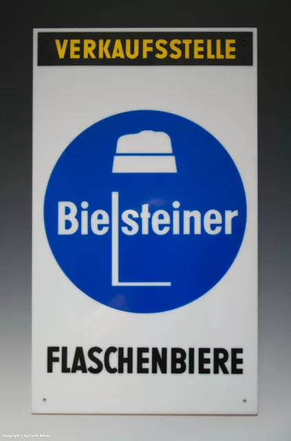 Seltenes Kunststoffschild - VERKAUFSSTELLE Bielsteiner FLASCHENBIERE - um 1960