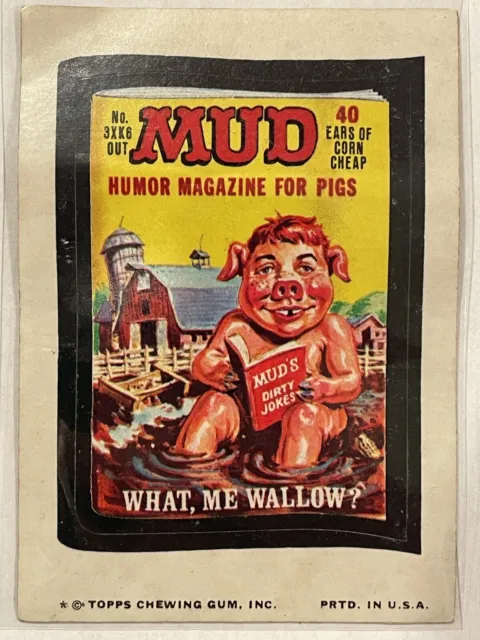 Topps Wacky Packages Sticker MUD Humor Magazine for Pigs Series 11 Vintage 1974