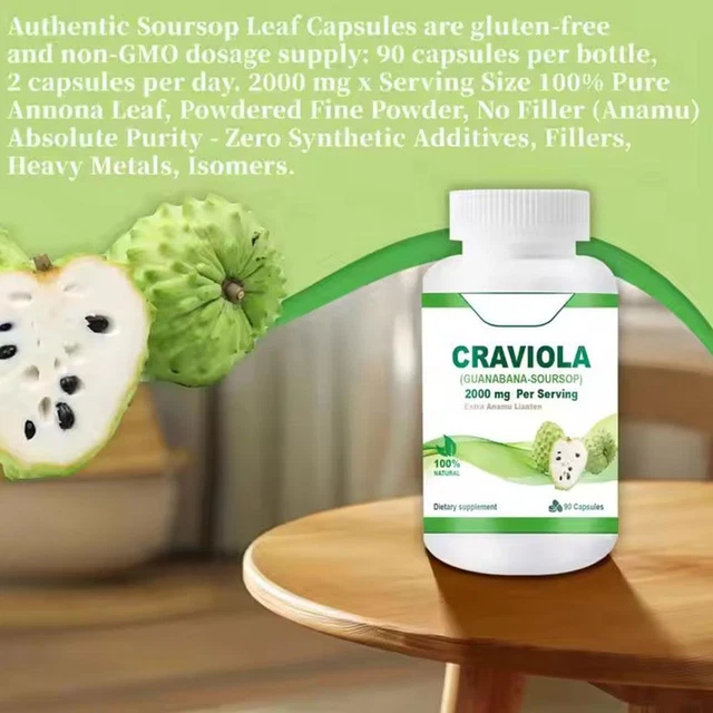 thumbnail image 2 of SBM Graviola Soursop 6000mg Capsules - 10:1 Extract, Antioxidant Liver Support - Vegan 2 of 6