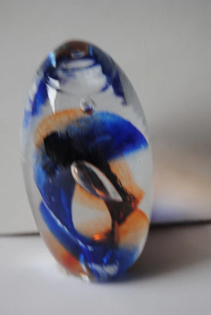 Beau Presse Paper Sulfure Verre Ovoide Musee Verrerie Fait Mains / 11 Cm Tbe 3