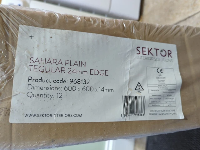 Ceiling Tiles (12boxes) Sektor Shahara plain Tehular 24mm Edge 600mm x 600mm