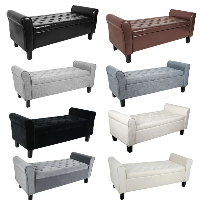 STORAGE OTTOMAN BENCH 51 Inch Sofa End Bed Tool Footrest For Bedroom
