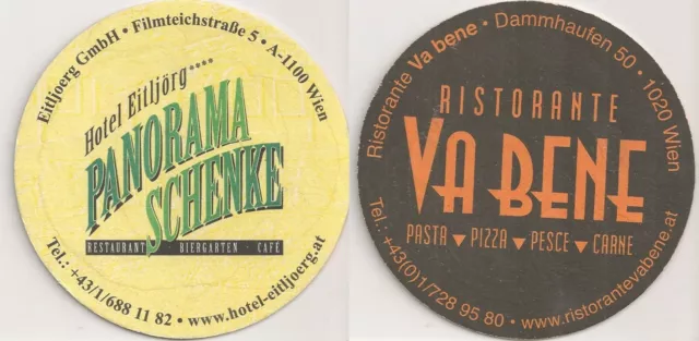 "Panorama Schenke" - alter Bierdeckel "Ristorante Va Bene" aus Wien