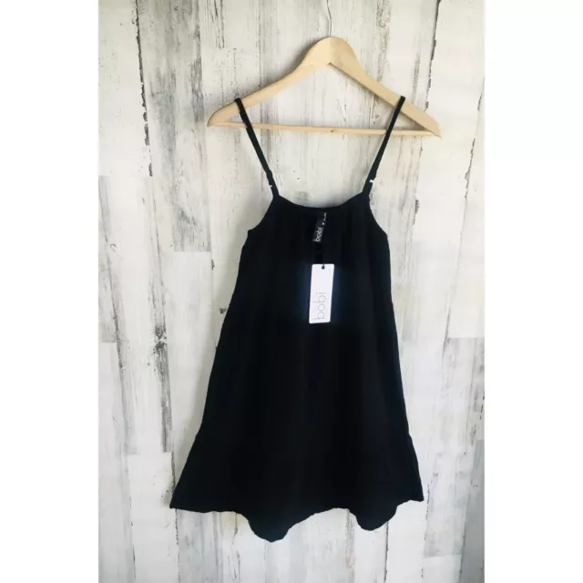 NWT bobi Los Angeles Crinkle Gauze Tank Dress Black REVOLVE Swing Trapeze XS