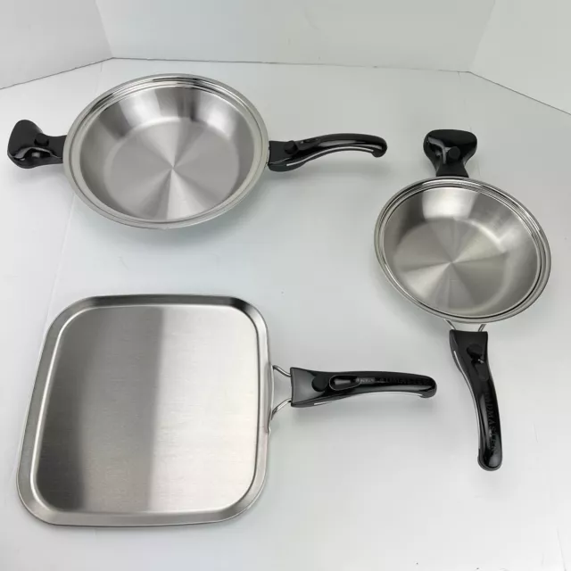 Saladmaster 316Ti Stainless Chef's Gourmet 8" 10" Skillets + 11" Square Griddle